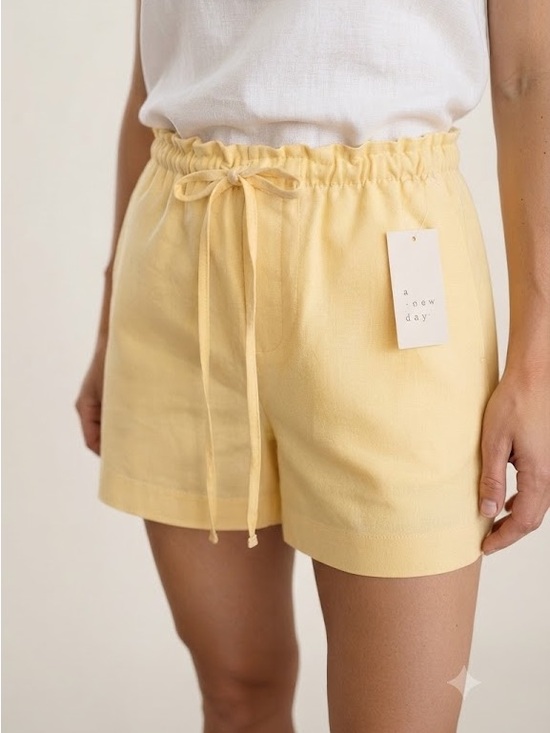 Pants - A New Day Yellow Linen Blend High Rise Shorts Women's XS Summer Casual NWT